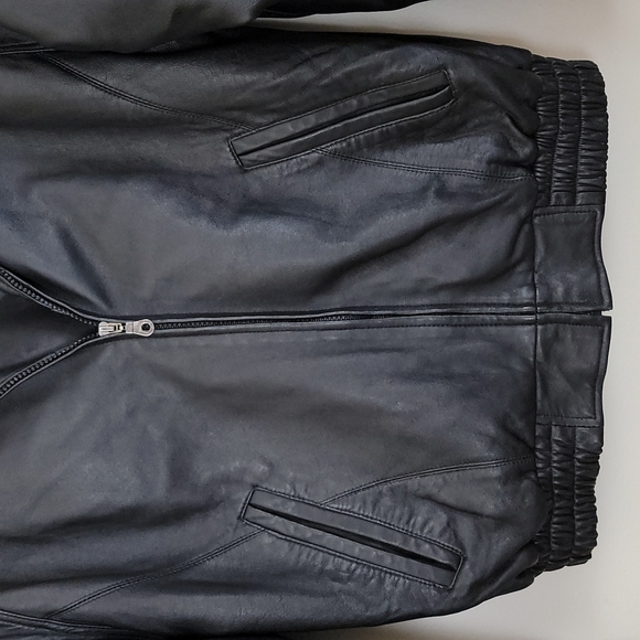 Serge Platini Black Leather Moto Bomber Jacket Milan Italy M - Picture 3 of 13